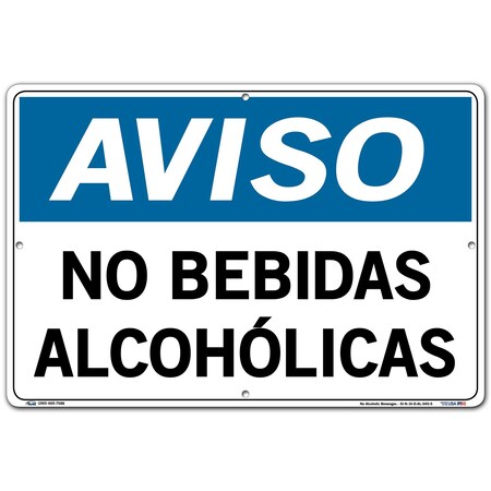 Vestil Aluminum Sign, 12-1/2" Height, 18-1/2" Width, Aluminum, Rectangle, Spanish SI-N-14-D-AL-040-S
